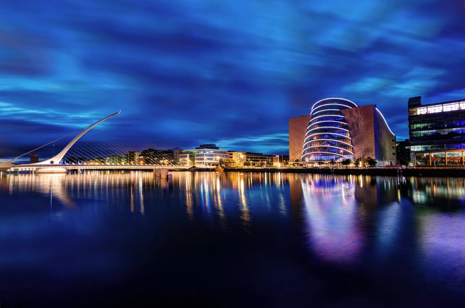 Samuel Beckett bridge in Dublin at night, to represent going to Ireland after completing a Verification of Identity Form.
